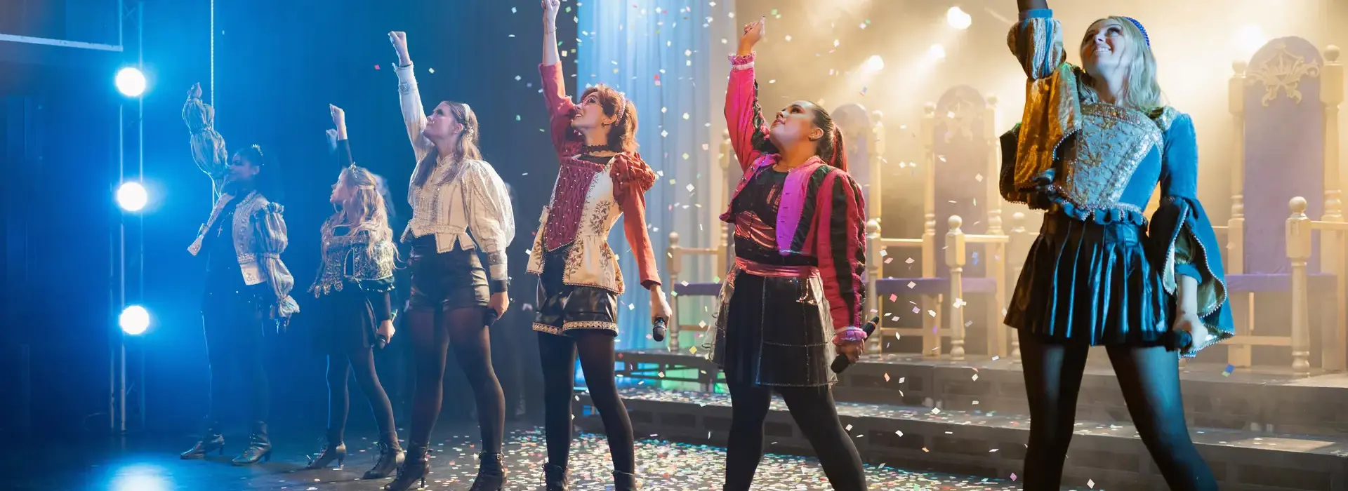 Pupils performing Sixteen the Musical.