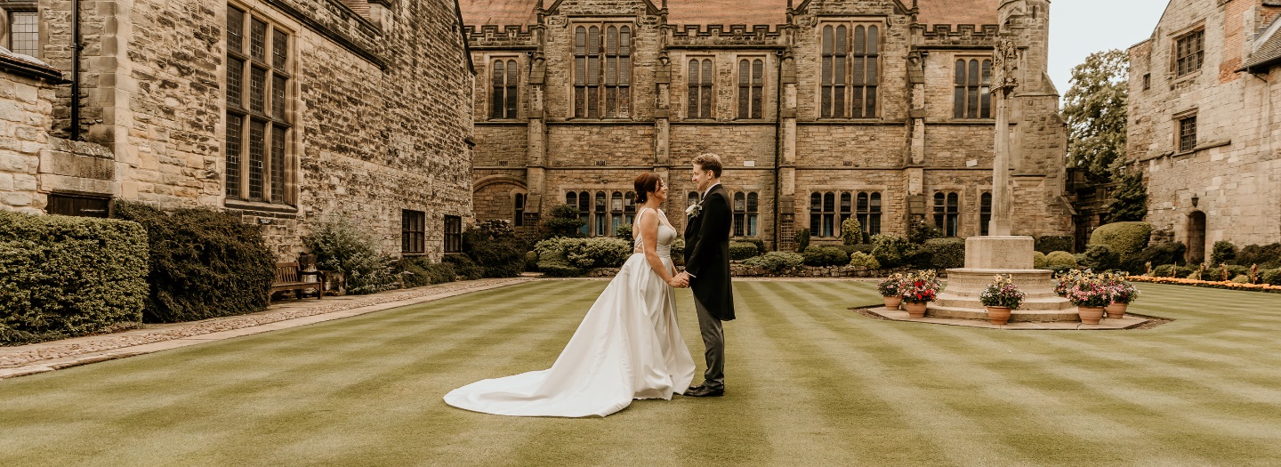 Couple on their wedding day at Repton School